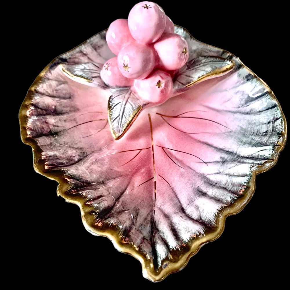 UCAGCO Berries Candy Jewelry Trinket Dish Japan Circa 1950's Pink Vintage - Picture 2 of 6